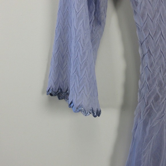 KOMAROV DRESS L Purple Pleated Beaded V Neck Maxi Dress Fairy Whimsical Crinkle - Picture 5 of 10